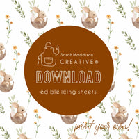 DIGITAL Icing Sheet Download - Bunny in Basket Pattern (Sarah Maddison)