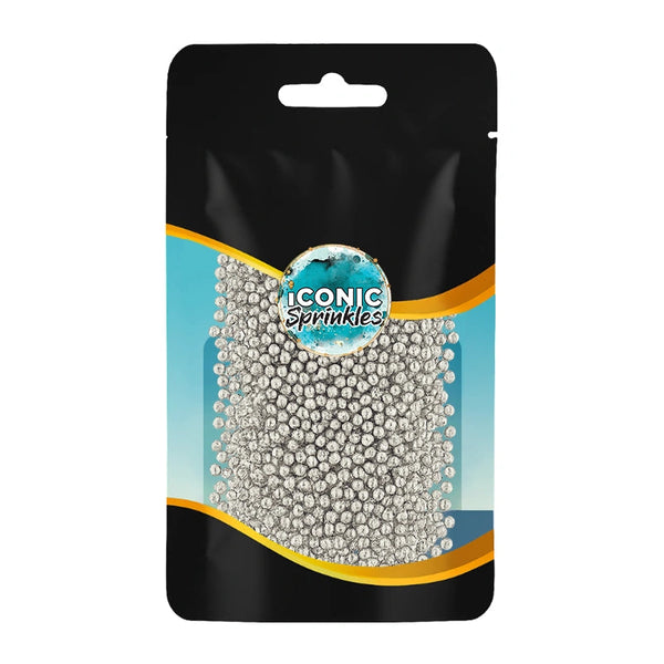 Metallic Silver Pearls (2mm) Sprinkles 30g