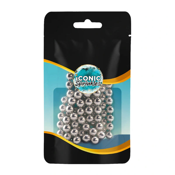 Metallic Silver Pearls (6mm) Sprinkles 30g
