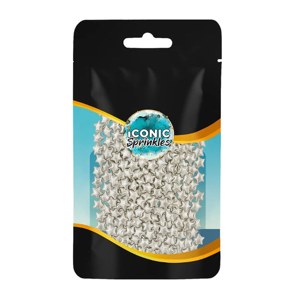 Metallic Silver Stars Sprinkles 30g
