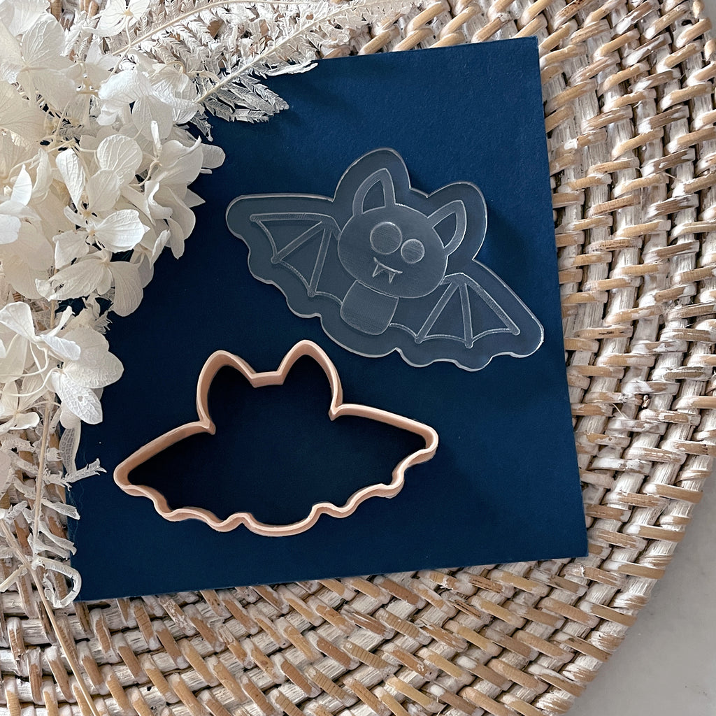 Bat Cutter & Debosser Set (Little Biskut) | Custom Cookie Cutters