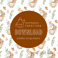 DIGITAL Icing Sheet Download -  Tea Cup Bunny Pattern (Sarah Maddison)