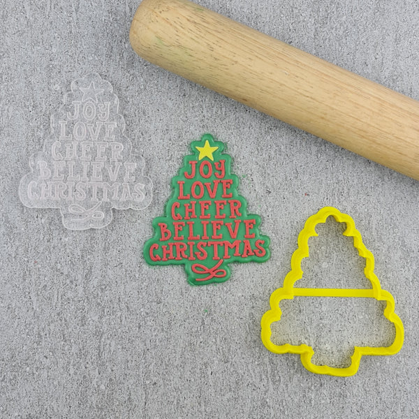 Joy Christmas Tree Debosser & Cutter Set