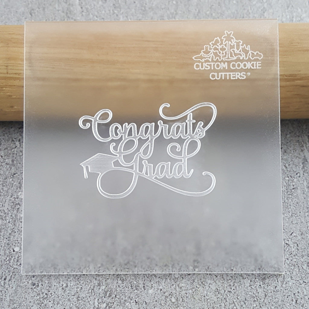Congrats Grad V2 Debosser | Custom Cookie Cutters
