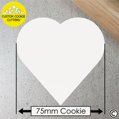 Standard 75mm Custom Heart Cookie Embosser/ Debosser