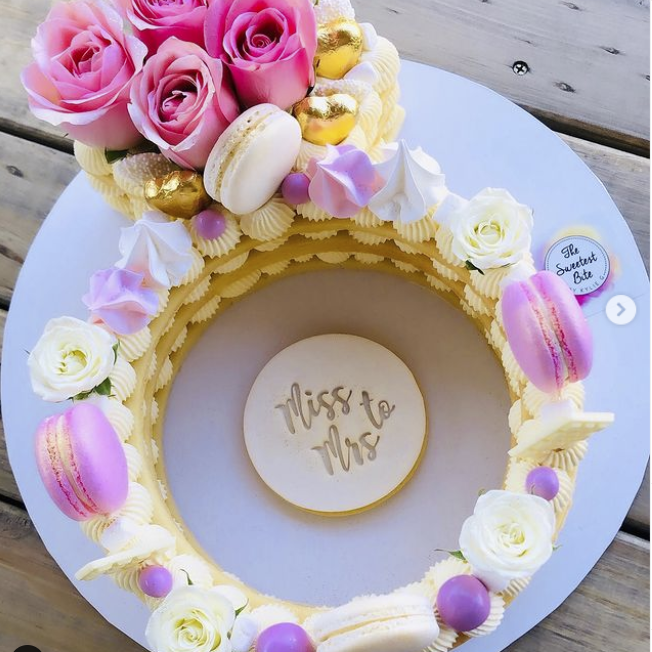 Simple Three Tier Wedding Cake with Greenery Rings